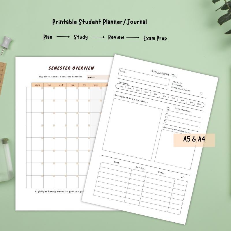 digital student planner and study journal