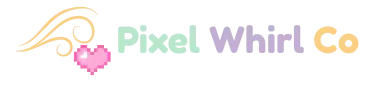pixel whirl co logo and the brand name Pixel Whirl Co