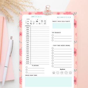 Spring Daily Planner Notepad Closeup